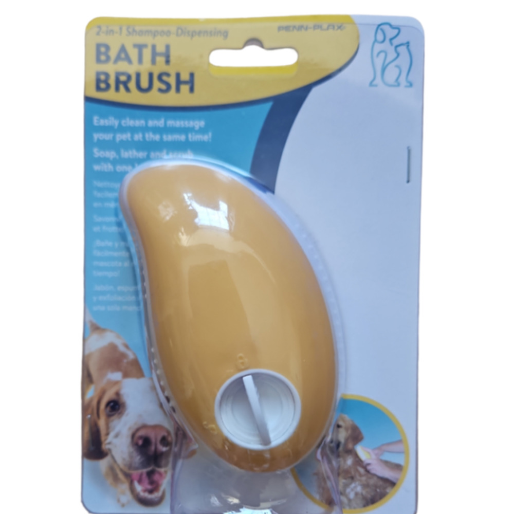 Penn Plax Dog Grooming Bath Brush Shampoo-Dispensing Grooming Brush, Easy Use